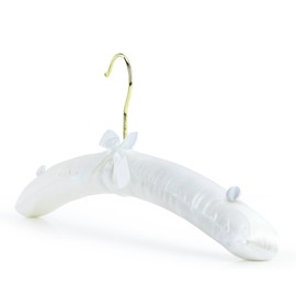 HANGERWORLD 5 Pack of White Satin Padded Hangers, 17inch Bridesmaid Bridal Bride Hanger for Wedding