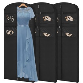 72" Garment Bag for Travel for Hanging Clothes Storage Hanging Suit Cover with Zipper and Accessory Storage for Coats, Dresses, Suits