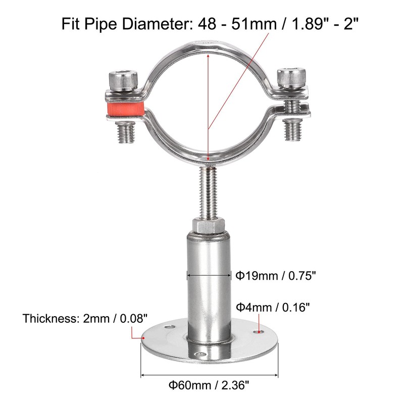 sourcing map Wall Mount Ceiling Mount Pipe Support, 304 Stainless