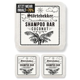 Störtebekker Premium Shampoo Bar Coconut (3x) - Solid Shampoo Men & Women - 3-in-1 Shower Soap Men for Hair, Scalp & Beard - Moisture Shampoo - Vegan, Handmade - 3 x 100 g