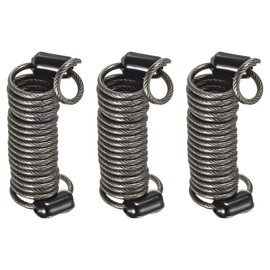 M METERXITY 3 Pack Disc Lock Security Steel Cable - Plastic Coated Spring Reminder Wire Anti-Theft Rope, Apply to Outdoors Protection (2.5mmx1m, Black)
