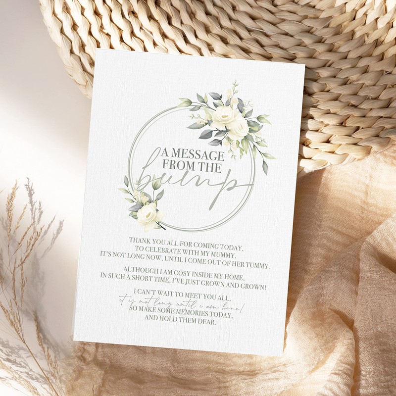 Green Botanical Baby Shower Table Sign - A Message From