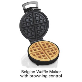 Hamilton Beach Belgian Waffle Maker with Adjustable Browning Control, Black Nonstick (26080)