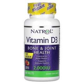미국직구 Natrol 나트롤 비타민D3 Vitamin 딸기맛 2000IU 90정 Natrol Vitamin D3 Strawberry Flavor 2000IU 90 Tablets Imported from the USA