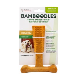 Bamboodles Peanut Butter T-Bone Dog Chew Toy - Medium