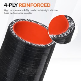 BEIJIULI 4" ID Straight Silicone Coupler Hose with Stainless T-Bolt Clamp,4 Layers Reinforced,Thickness(5mm),Length 3 inch Intake Turbo Piping Intercooler Coupler Silicone Hose