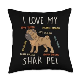 Funny I love my Shar Pei Dog Mom and Dad Gift Throw Pillow