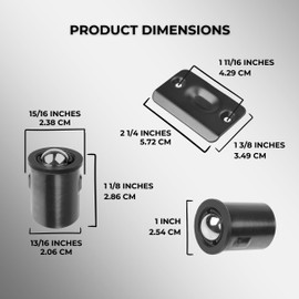 Eco-Fused Adjustable Door Ball Catch - Black Ball Bearing Hardware with Spring - Compatible with Most Doors - Closets, Kitchen, French Door, Cabinets