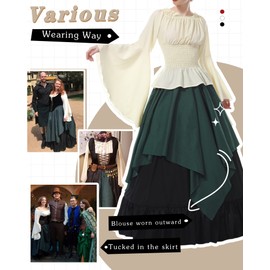 Nuotuo Women Medieval Dress Gothic Victorian Fancy Dresses (Medium, DarkGreen&Black) GC229C-M