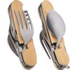 notrash2003 Multi-functional Folding Metal Camping Cutlery Set with Wooden Handle