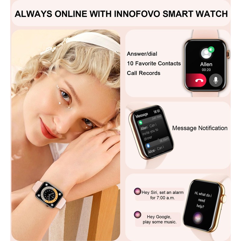 Smart Watch with Bluetooth Call,Women SmartWatch with 3 Bracelets,Waterproof Running