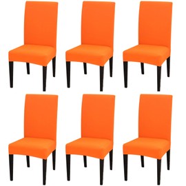 6 Pack Dining Chair Covers, Stretch Spandex Removable Washable Protector Chair Slipcovers for Dining Room Kitchen Hotel (Orange)
