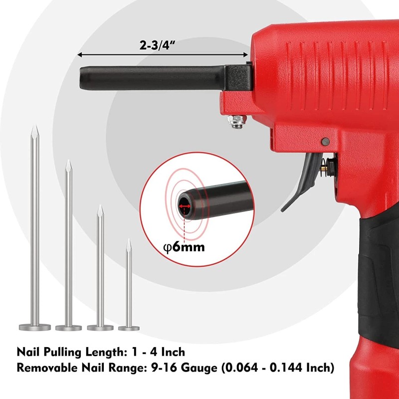 WORKPRO Pneumatic Nail Remover 60-100 PSI Denailer Removes 9-16 Gauge