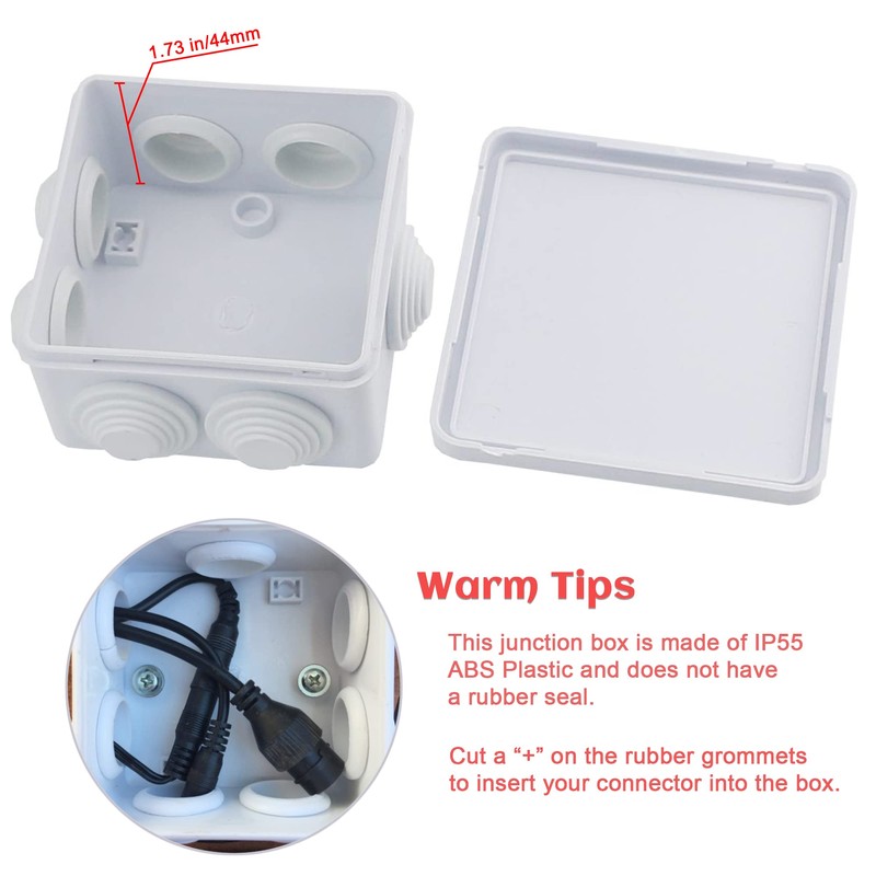 Sunnyglade ABS Plastic Electrical Junction Box IP55 Waterproof Universal Outlet