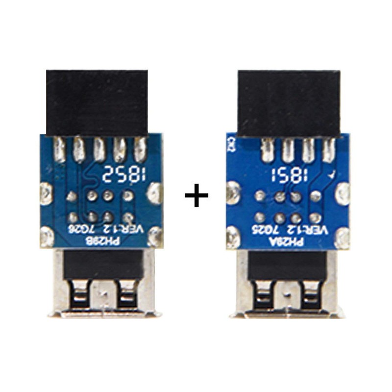 CY 2pcs Dual USB 2.0 Female to 9Pin/10Pin Motherboard Female