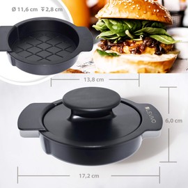 Levivo Burger Press, 5 Pieces, with 50 Sheets of Non-Stick Paper, for Making Burger Patties with or without Filling, Extra Thin, Normal Thick, All Parts Easy to Clean, Black