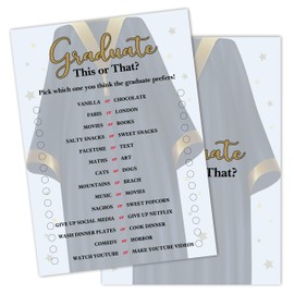 wenhihsiy Graduation Games for Adults, Graduation Gown Themed Grad Party Game Cards, Double Sided Graduate This Or That Game Cards, College Grad Party Celebration Decoration Supplies -d04