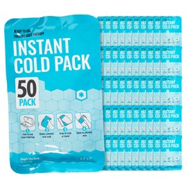 ICEWRAPS 4x7 Instant Cold Pack - Bulk Box of 50 | Cold Compress Instant Ice Pack for Emergency | Disposable Ice Packs for Injuries | Instant Breakable Ice Packs for First Aid and Sports