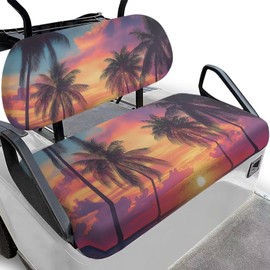 Knextrepoy Palm Tree Print Golf Cart Seat Covers Club Car Universal with Golf Cart Backrest Cover Set Easy to Install Golf Seat Covers for Cart Keeps Seat Comfortable and Clean Acessories