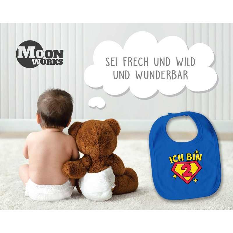 MoonWorks® Baby Bib 1st and 2nd Birthday Superhero Gift Funny