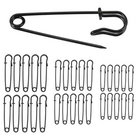 Safety Pins, Large, Pack of 30 Safety Pins, Black, Stainless Steel, Heavy Duty Safety Pins, Kilt Pins, Safety Pins Set, for Clothing, Leather, Blankets, Crafts, Skirts (5 cm/5.7 cm/7 cm, 3 Sizes)