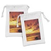 Lunarable Ocean Fabric Pouch Set of 2, Tropical Sunset at