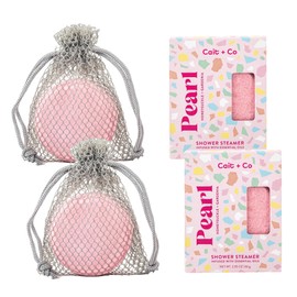 Cait + Co Aromatherapy Essential Oil Infused Shower Steamer with Mesh Bag, Honeysuckle and Gardenia Scent, Pearl - Pack of 2