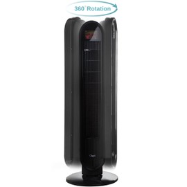 Ozeri 360 Oscillation, Micro-Blade Noise Reduction Technology Tower Fan, Black