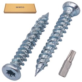SKIR'CO (Pack of 80) Concrete Screws Zinc Plated 7.5 x 52mm Countersunk Masonry Screws Frame Fixing Screw