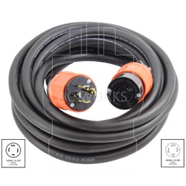 AC WORKS NEMA L14-20 Rubber SOOW 12/4 Extension Cord (10FT)