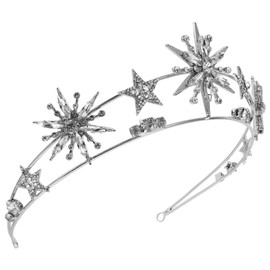 Star Crown Star Crystal Tiara Bridal Crown Headband Accesorios Para Mujer Crown Headpiece Rhinestone Star Hair Band Acotar Accessories for Women Jewelry Woman Christmas Alloy