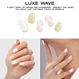 Adora Couture Semi Cured Gel Nail Strips with 20 Pieces, Salon Quality Wraps for Women, Lace Pattern on Soft Ombre UV Gel Stickers, UV Light Required, Luxe Wave