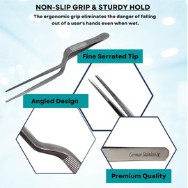 Stainless Steel Surgical Bayonet Forceps Lab Tweezers With Fine Point Micro Serrations 6" Medical Dental Veterinary Use Multipurpose Tool