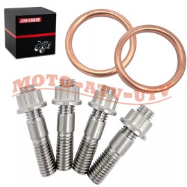 JINFANNIBI Exhaust Stud Titanium Head Pipe Gasket Upgrade Kit Set for Honda TRX400EX XR400R