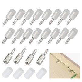 UtySty 20 Pack Shelf Support Pegs Mounting Stand Pins Clapboard Layer Holder Nails w/ Non-Slip Silicone Sleeve Cap Punch-Free Self Tapping Screws Clips for Furniture Cabinet Closet Book Shelves
