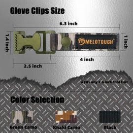 MELOTOUGH Glove Clip Tactical Glove Clips Work Glove Holders Strap with Alligator Clip for Tool Belt,Tool Bag,Tool Backpack(Green Camo 2pcs)