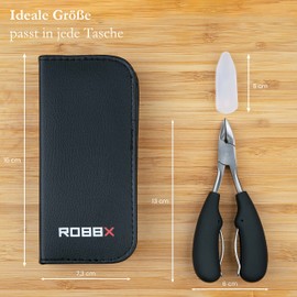 ROBBX® Professional Nail Clipper for Strong Toenails and Fingernails, Soft Grip Includes Sturdy Leather Case, Nail Scissors for Thick Nails