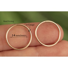 Set Of Two Gold Huggie Hoop Earrings for Women - 14K Gold Filled Lobe Hoop Jewellry, 18G Gold Earrings (Gold, 14mm 18 gauge / 1 pair)