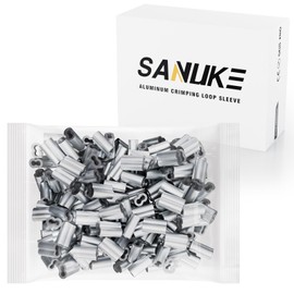 Sanuke - 200 fundas de cuerda de alambre, 1/16 pulgadas, virola de doble barril, manguitos de aluminio para prensar