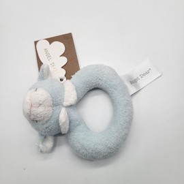 ANGEL DEAR Ring Rattle Baby Soft Blue Lamb Sheep NWT
