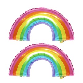 Pack of 2 Rainbow Party Decoration Balloons, Printed Balloons, Theme Party Balloons, Rainbow Foil Balloons
