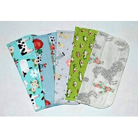 1 Ply Printed Flannel 8x8 Inches Little Wipes Set of 5 Down On The Farm