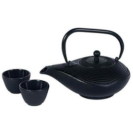 Cast Iron Tea Set- Large 30 Ounce Teapot & Two Cups