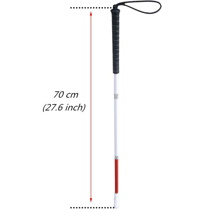 70cm White Cane, Aluminum Folding Cane for The Blind,Folds Down