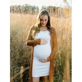 Liu & Qu Women's Maternity Sleeveless Tank Dresses Side Ruching Bodycon Dress for Daily Wearing or Baby Shower (Navy White Stripe,XL)