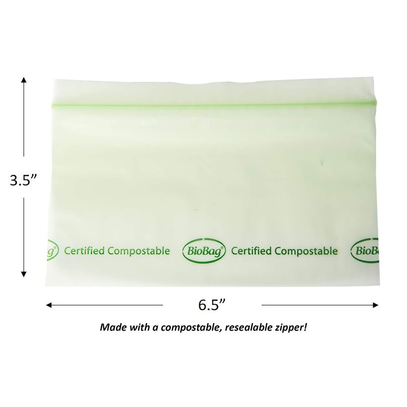 BioBag 100% Certified Compostable Resealable Snack Bags, 360 Count, Perfect
