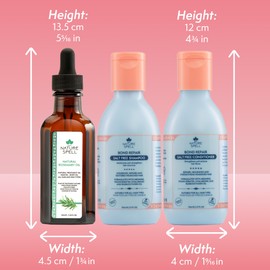 Nature Spell Bond Repair Travel Set, Includes Rosemary Oil, Shampoo & Conditioner, Protecting & Repairing, Vegan, Set of 3