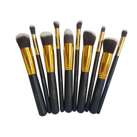 L'Rivara 10 Piece Makeup Brush Set Model LR-105 (Black + Gold)