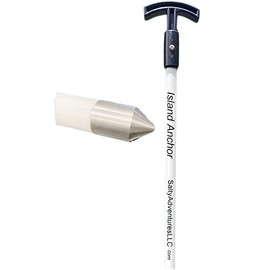 Salty Adventures Island Anchor - 1" x 8' - Shallow Water Anchor Pole (Standard Tip, White)