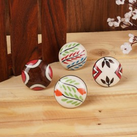 Ajuny Set of 12 Modern Ceramic Knobs - Multicolor Hand-Painted Pulls for Cabinets, Drawers, Kitchen, and Bathroom (Modern)